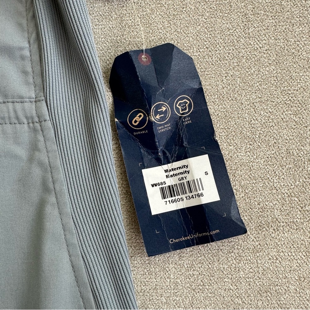 Cherokee Maternity Mock Wrap Scrub Top. Grey. Small. - Picture 5 of 7